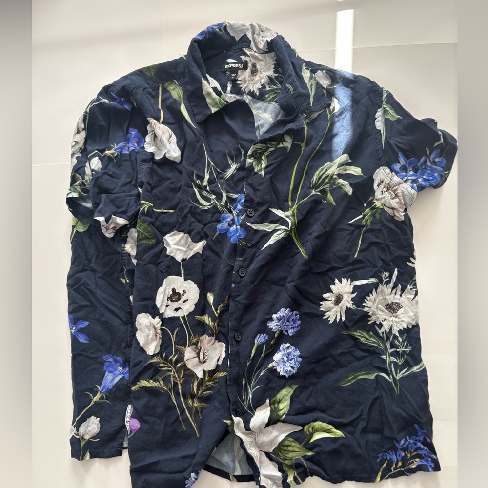 Express Navy Floral Shirt